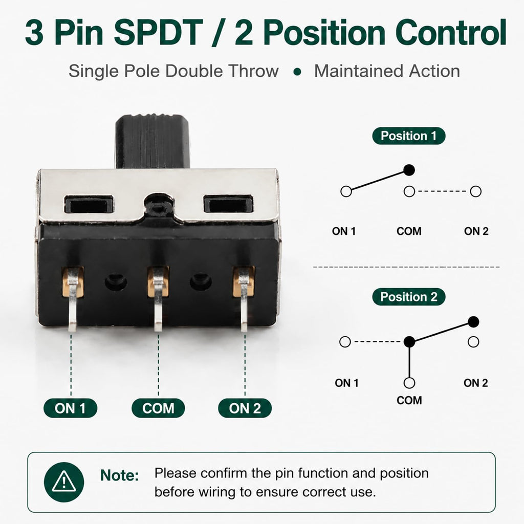 20PCS SPDT Micro Slide Switch, 3 Pin 2 Position 5mm Vertical Switch
