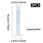 OYWOBET 3Pcs 50ml Clear Plastic Cylinder Measuring Cup, Blue Scale Line