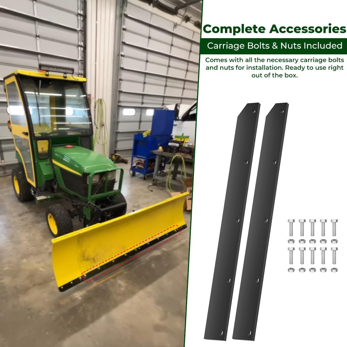 1/2" Poly Cutting Edge Scraper Bar For John Deere 54" Blade M75679 | Fits For John Deere 54" Front Mount Snow Blade