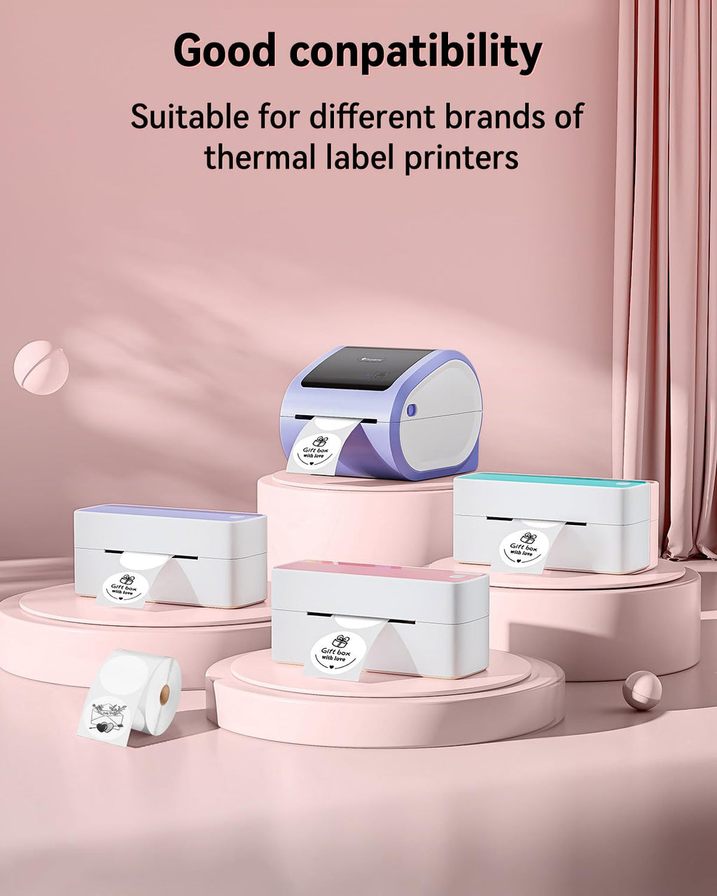 2” Circle Thermal Label, Self-Adhesive Round Sticker Labels, Circular Direct Thermal Printer Labels Compatible with