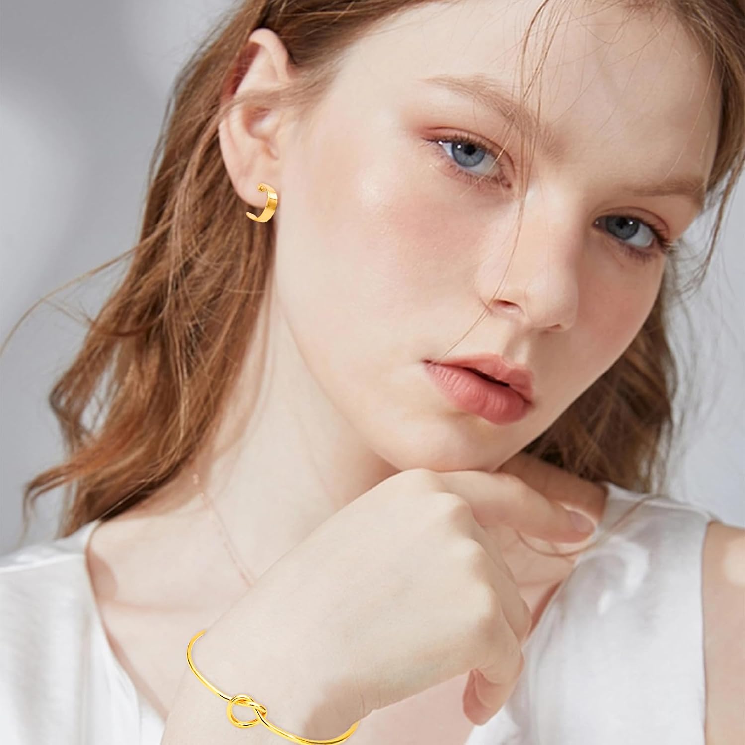 49 Pieces Gold Jewelry Set for Women Fashion Costume Jewelry Gold Plated Necklace Bracelet Ring Earrings Set for Women