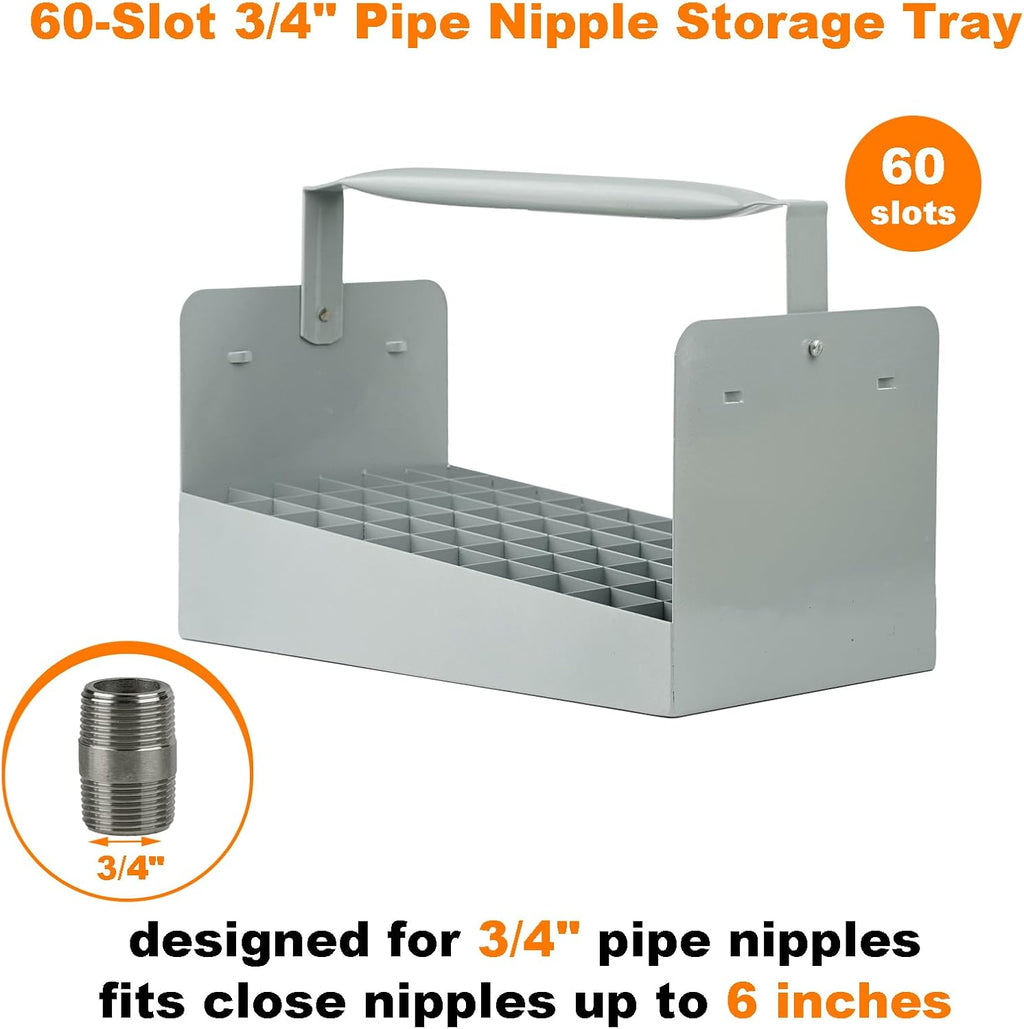 Steel Nipple Caddy, 60-Slot 3/4" Pipe Nipple Storage Tray