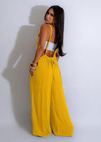 Womens Jumpsuit Adjustable Strap Wide Leg Overalls Summer