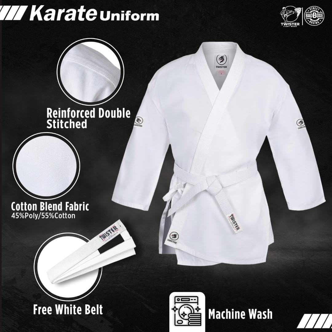 Professional Double Stitch Strong Quality Training Student Karate Gi,Middleweight 8oz With Free White Belt