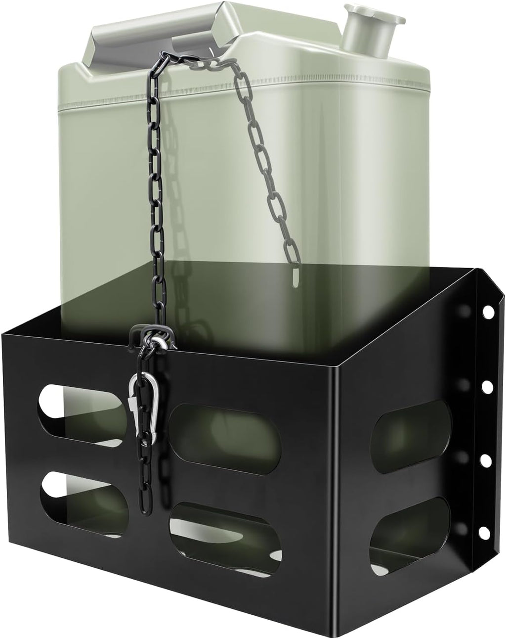Jerry Gas Cans Holder Rack 5 Gallon/20 Liter, Lockable Metal Steel Jerry Gasoline Cans Mount Brackets, Fuel Jug