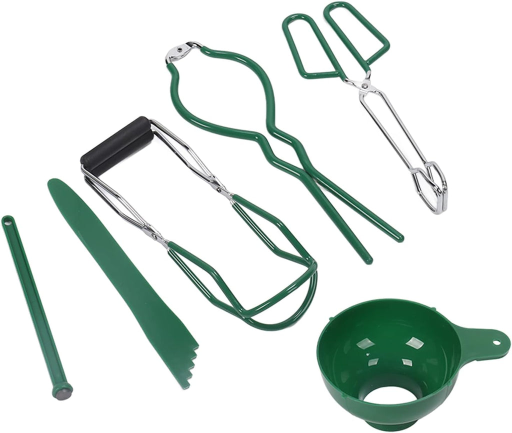 Canning Supplies Starter 6 Pcs Canning Kit - Stainless Steel Supplies Set with Funnel, Tong, Bubble Popper, Jar