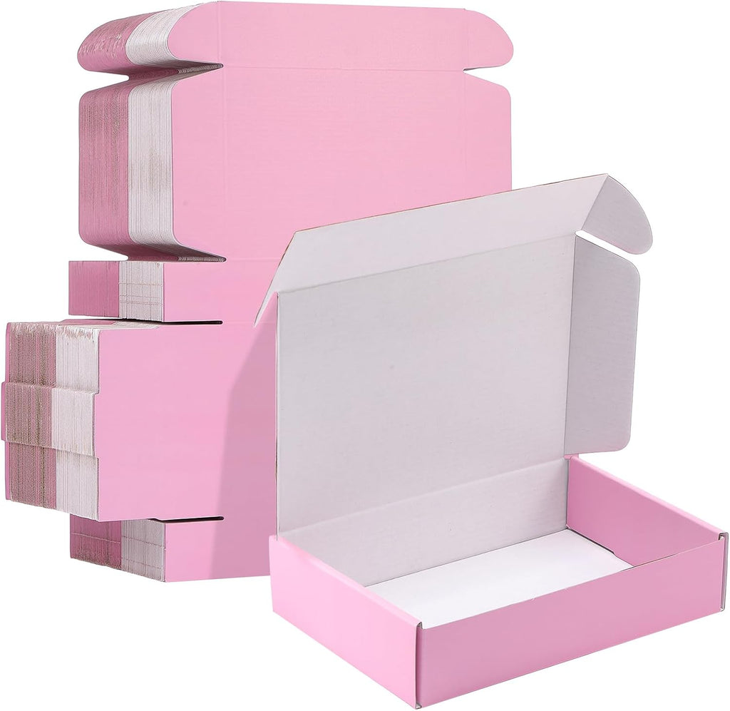 100 Pcs 12 x 9 x 3 Inches Shipping Boxes, Pink