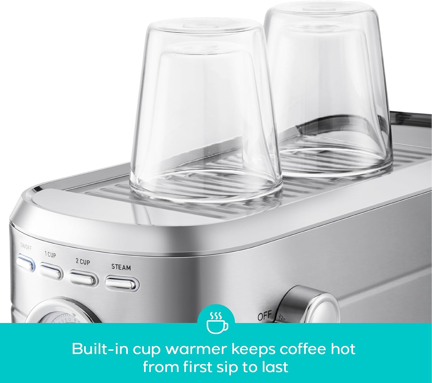 CM5418 Compact Espresso Machine with Milk Frothing Steam Wand | Stainless Steel, 20-Bar Pump, Built-in Pressure