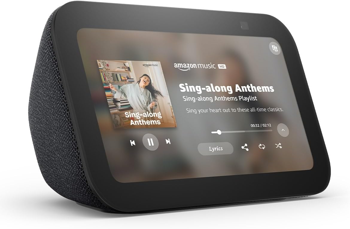 Like-New Amazon Echo Show 5 (newest model), Smart display, Designed for Alexa+, 2x the bass and clearer sound, Charcoal