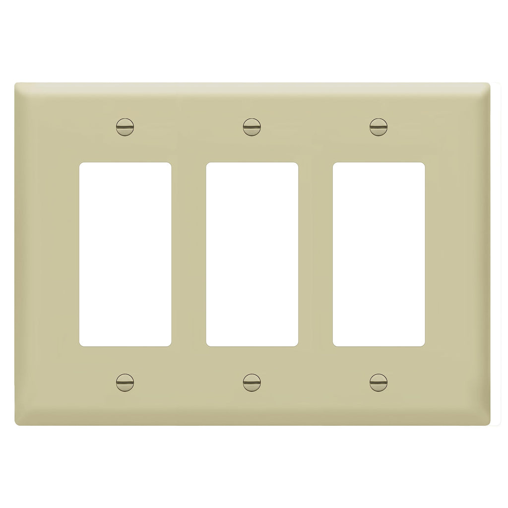 ENERLITES 3-Gang Ivory Mid-Size Decorator Switch Outlet Wall Plate Cover