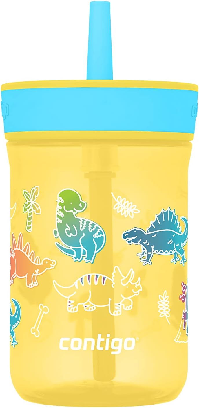 Leighton Kids Water Bottle, 2-Pack, 14oz, Spill-Proof, Blue Raspberry/Azalea & Butterlies/Llamas, Dishwasher Safe