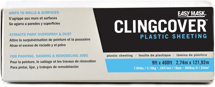 Easy Mask Cling Cover Plastic Sheeting, 9-feet x 400-feet