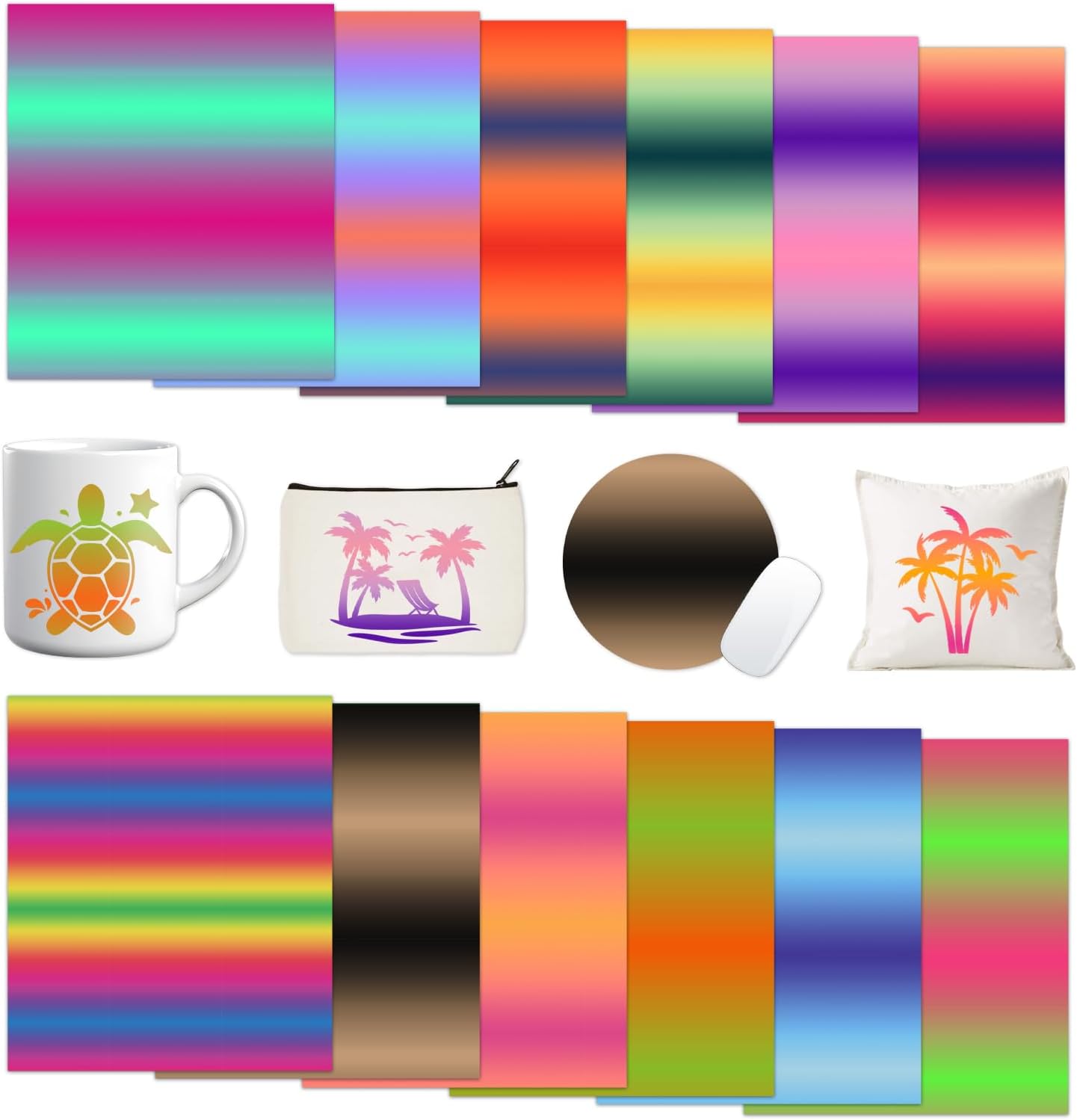 Gradient Rainbow Sublimation Ink Transfer Paper 12 Sheets 12"x10" | Watercolor sublimation transfer sheets,works with