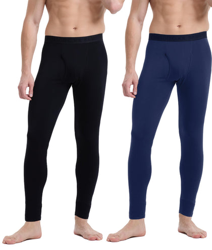 Men's Wool Blend Thermal Pants, 2-Pack Heavyweight Long Johns
