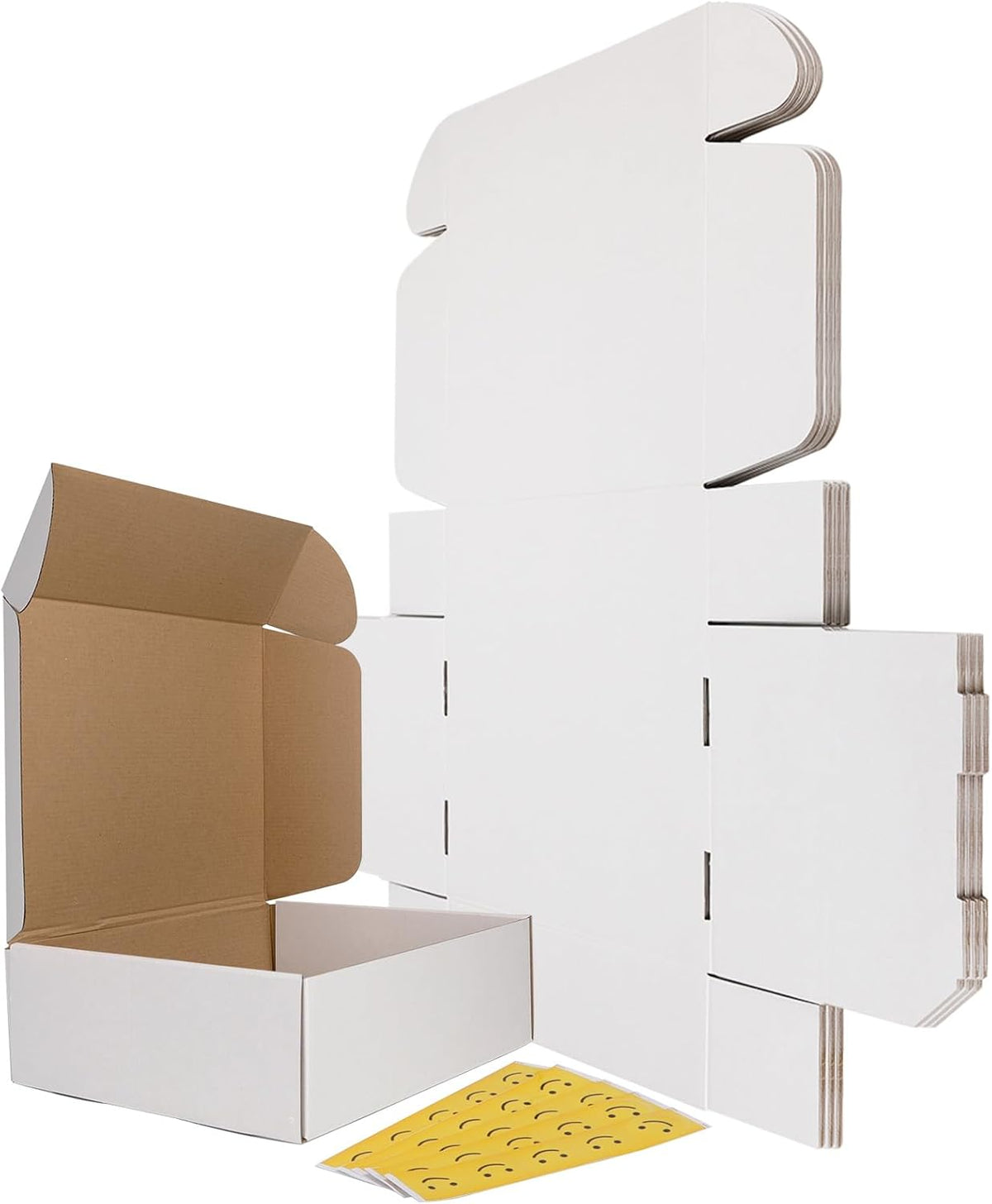 13x10x4 Shipping Boxes Set of 15, White Corrugated Cardboard Mailer Box for Packing, Mailing, Business