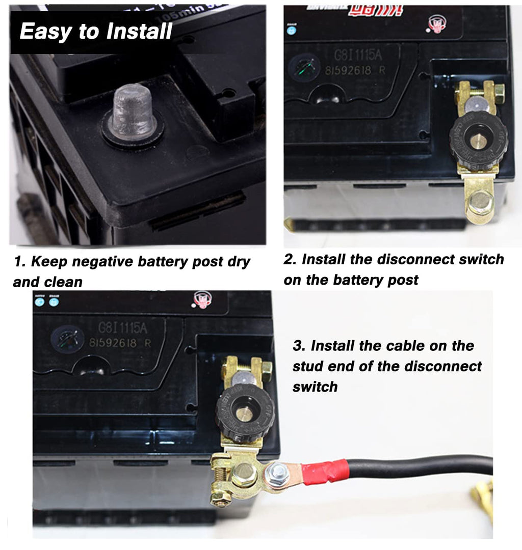12V/125A Top Post Battery Disconnect Switch, Quick Battery Cut Off Switch