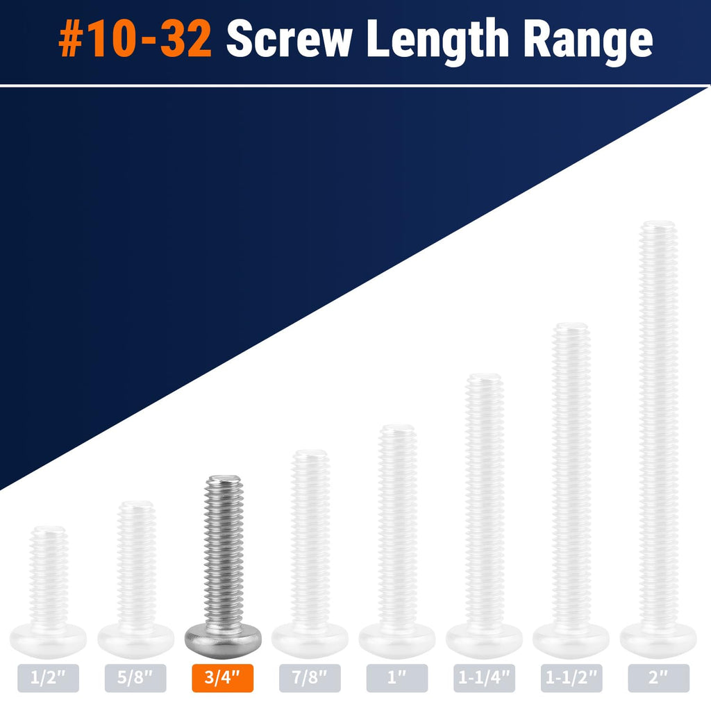 50pcs #10-32 x 3/4" Phillips Pan Head Machine Screws, 304 Stainless Steel