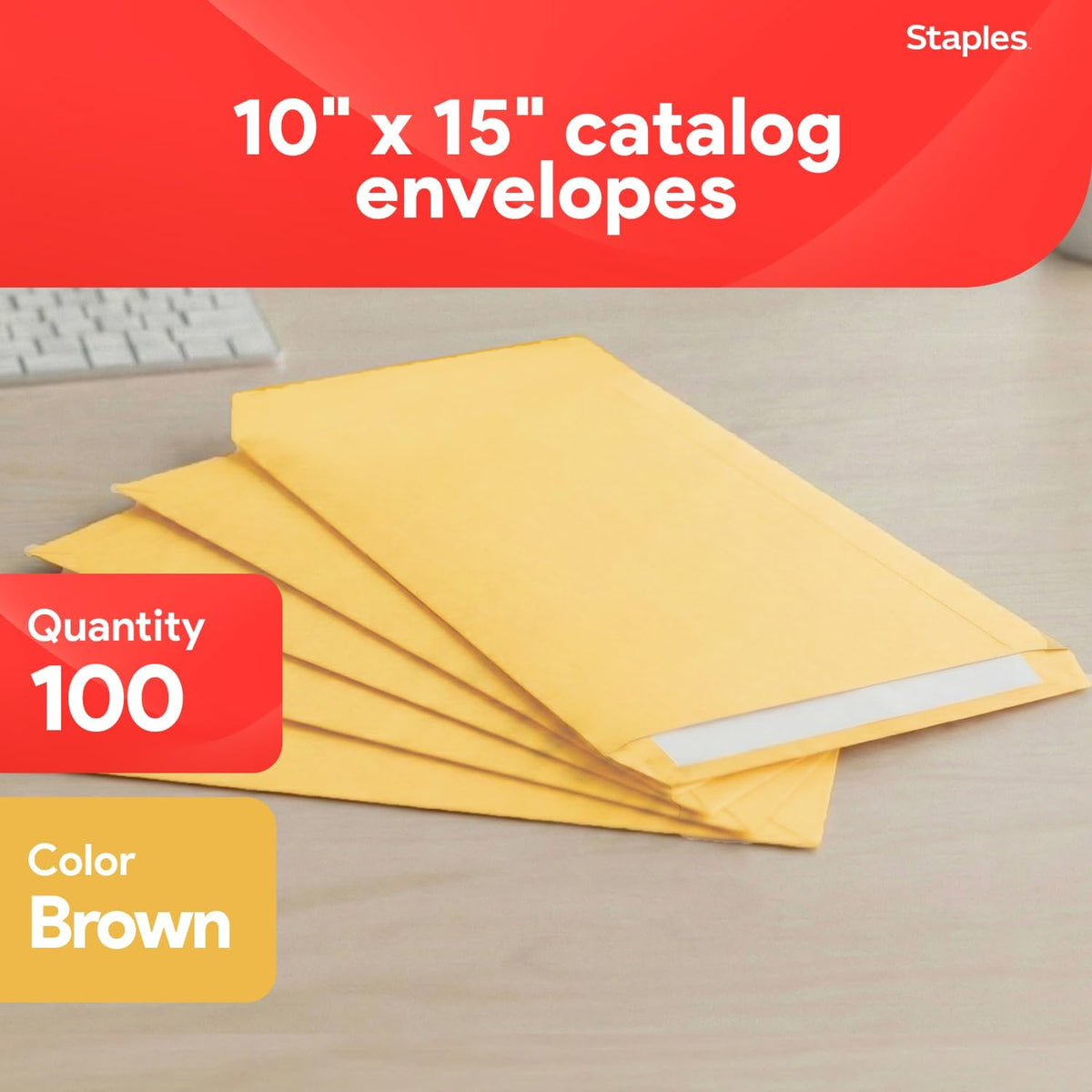 10x15 Kraft Clasp Catalog Envelopes, Brown, 100/Pack
