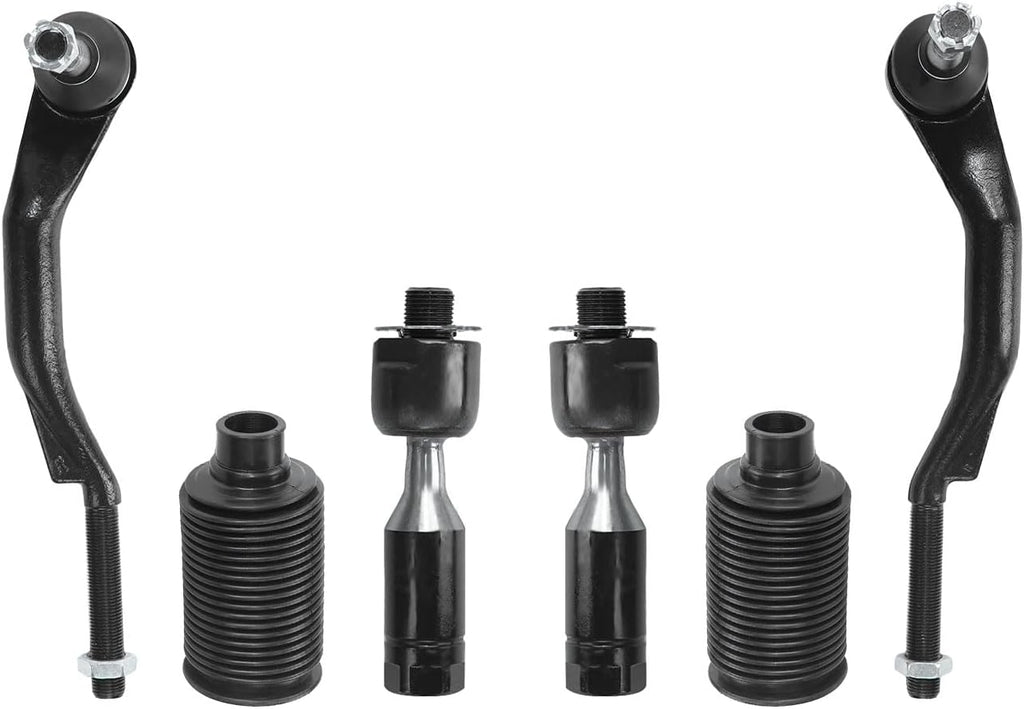 6Pcs Front Steering Inner Outer Tie Rod Ends Boots Bellow Kit