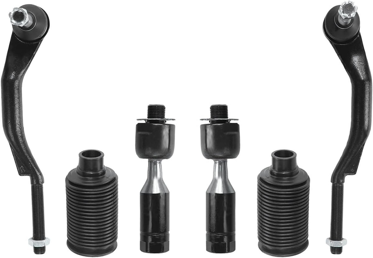 6Pcs Front Steering Inner Outer Tie Rod Ends Boots Bellow Kit