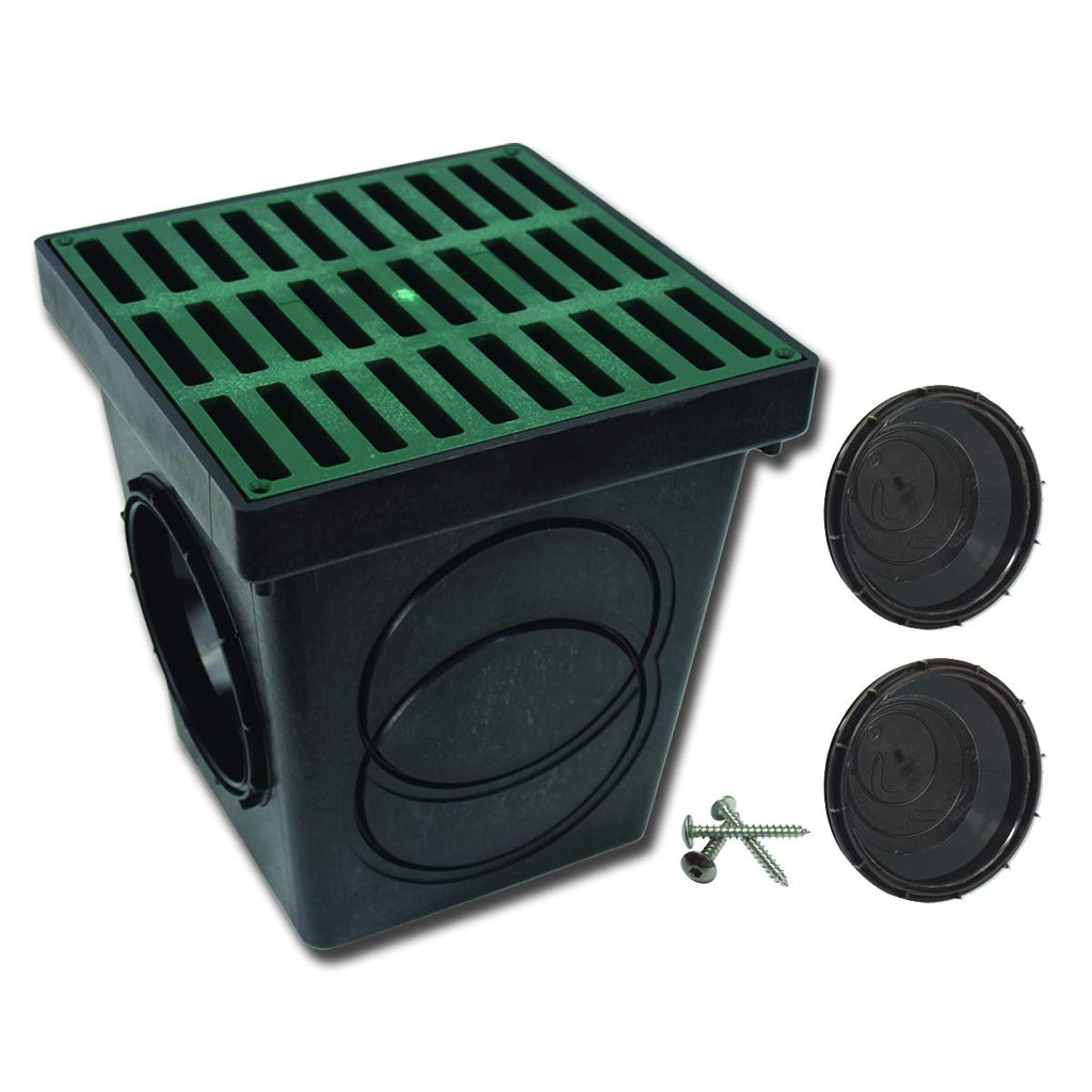 9"x9" Square Catch Basin Kit (Green Grate)