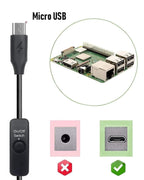5V 2.5A Raspberry Pi 3 Pi3 B+ Power Supply Adapter AC with Power On/Off Switch (3.3ft Cord)