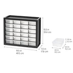 24-Drawer Plastic Storage Cabinet, Teacher Toolbox, Garage, Black