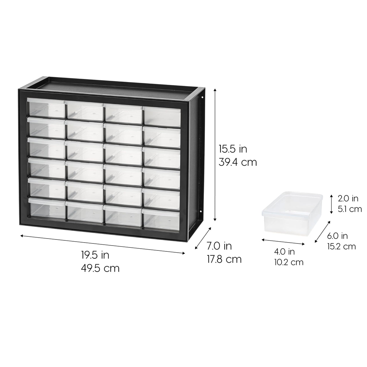24-Drawer Plastic Storage Cabinet, Teacher Toolbox, Garage, Black