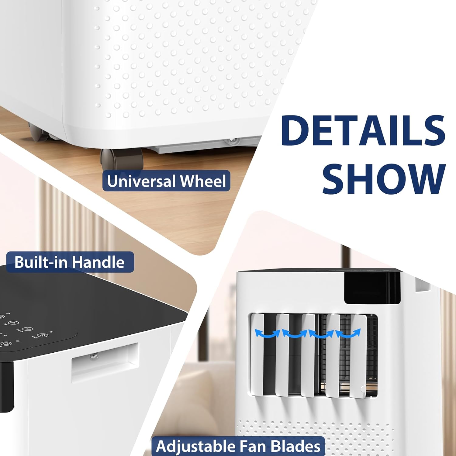 Portable Air Conditioner 8000 BTU,5-in-1 AC Unit with Cool, Dehumidifier, Fan, Sleep & Timer Modes, Auto Swing, Child