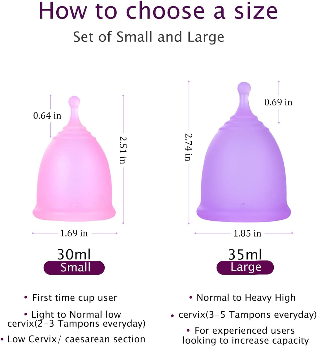 Menstrual Cups with Collapsible Storage Cup, Leak-Proof Design with Medical Grade Silicone Period Cups Reusable