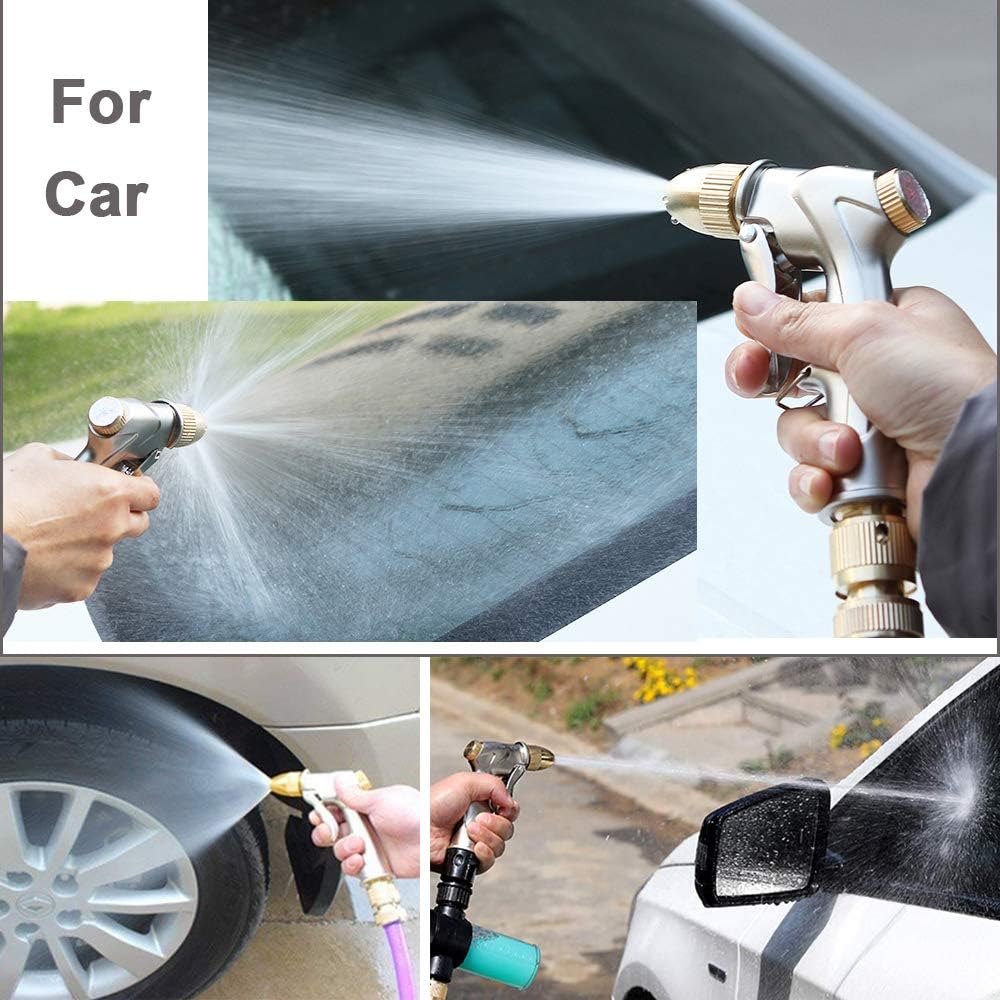 Upgraded Garden Hose Nozzle Sprayer, 100% Heavy Duty Metal Handheld Water Nozzle High Pressure in 4 Spraying Modes
