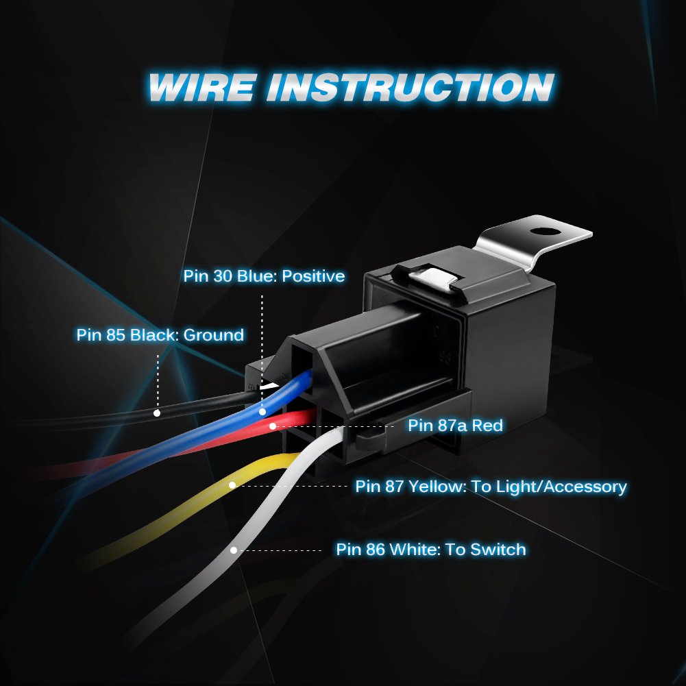50003R Automotive Set 5-Pin 30/40A 12V SPDT with Interlocking Relay Socket and Wiring Harness-5 Pack, 2 Years Warranty