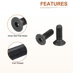 DTGN M4-0.7x10mm Flat Head Socket Cap Screws, 100 Pack Hex Socket Flat Head Screws Carbon Steel Black Oxide, Full Thread, Countersunk Bolts