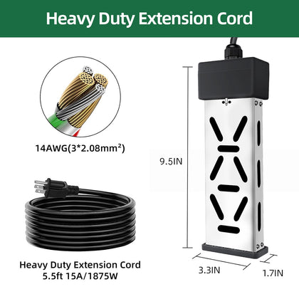 Immersion Water Heater 1800W, Portable Mini Pool Heater, Bucket Heater, Adjustable Thermostat, Real Time Temperature