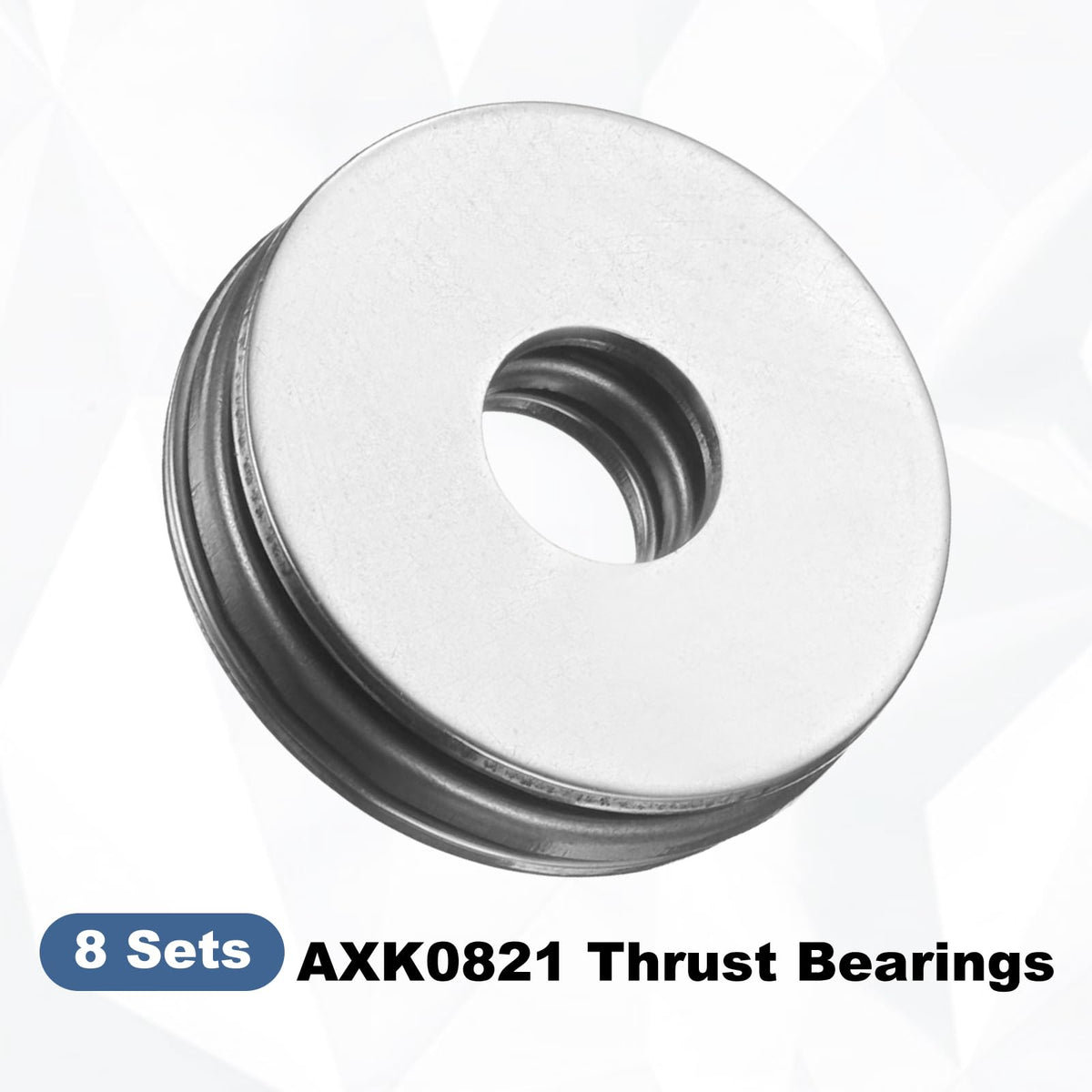 uxcell 8 Sets AXK0821 Thrust Needle Roller Bearings with Washers, ID 8mm