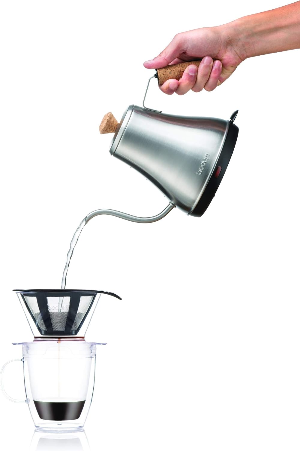 12oz Pour Over Coffee Dripper Set w/Double Wall Mug and Reusable Permanent Filter, Plastic, BPA-Free, Clear