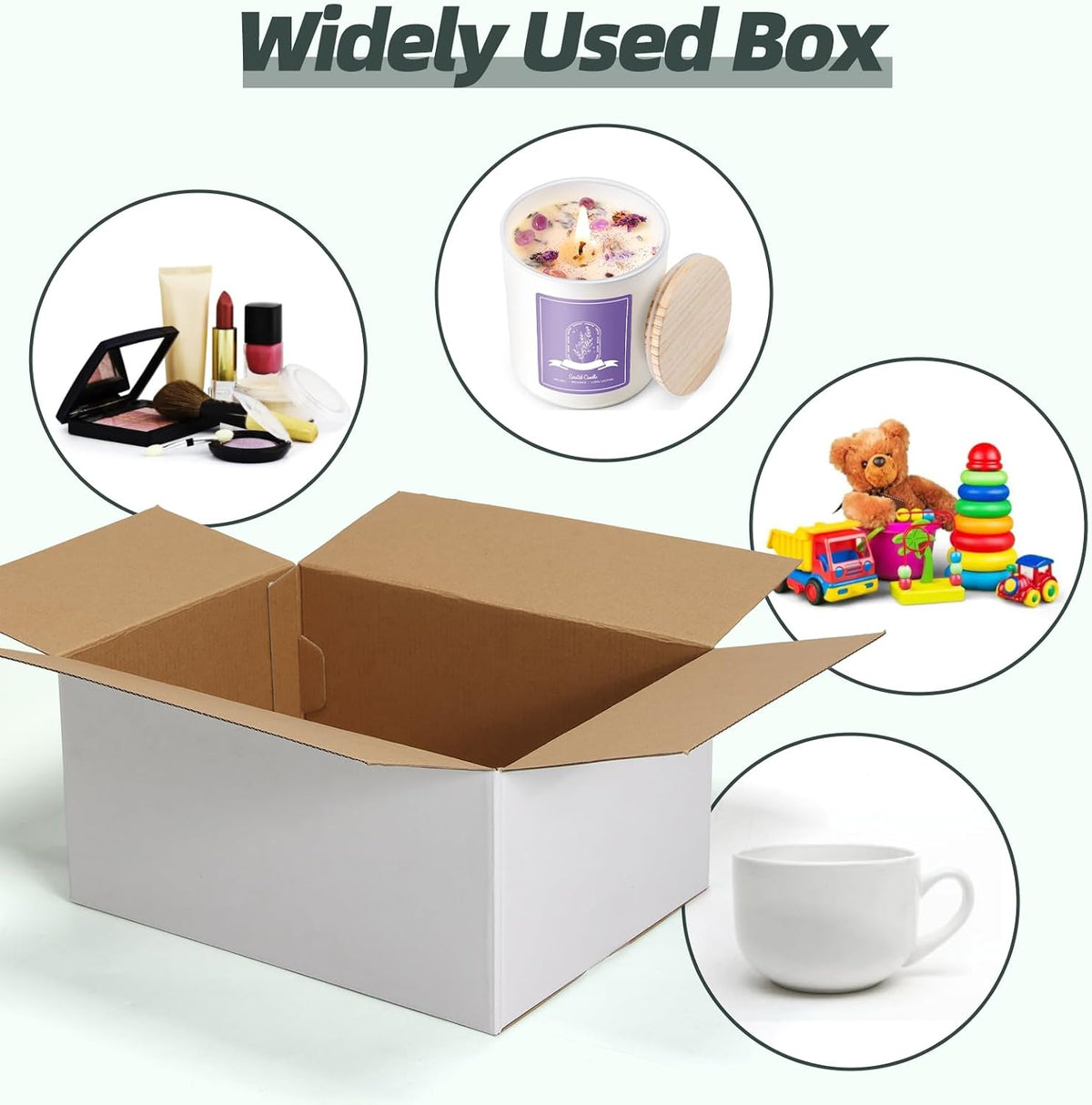 12x9x6 Shipping Boxes 15 Pack, White Corrugated Cardboard Boxes with Side-Lock and Pre-Applied Double-Sided Tape