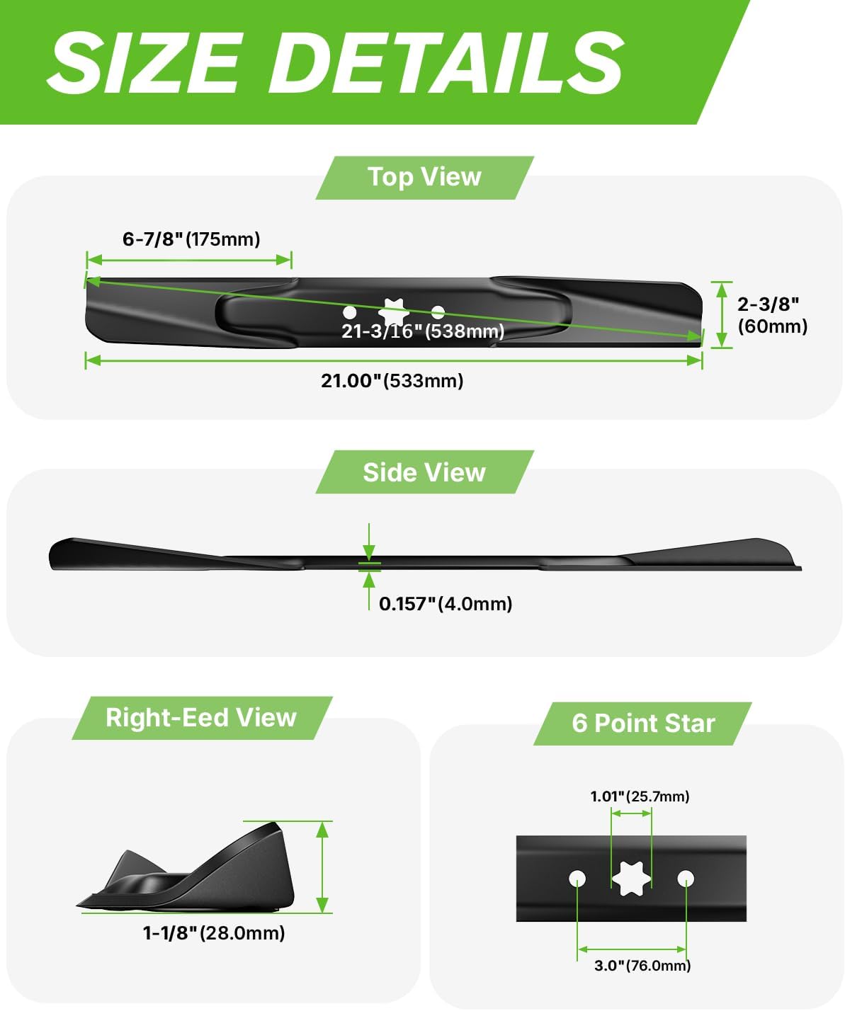 2Pcs 942-04308 42 Inch Replacement Lawn Mower Blade, 6 Star High Lift