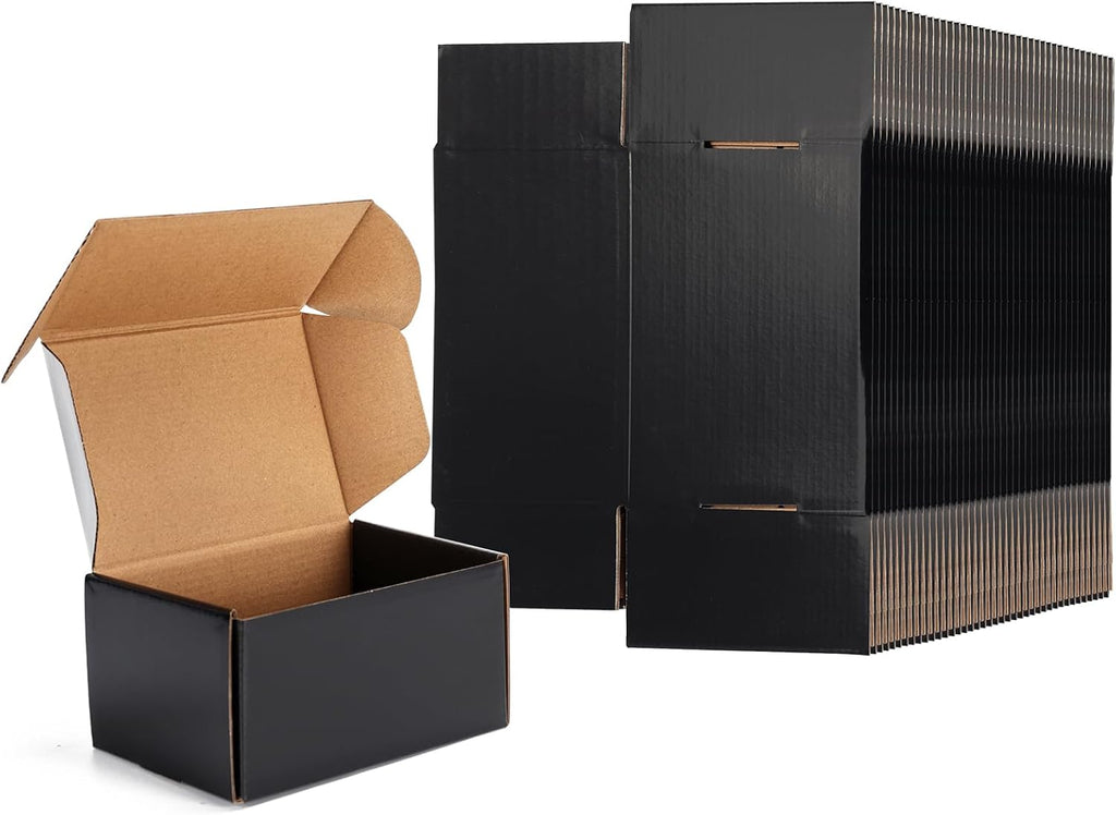 40 Pack 6x4x3 Black Shipping Boxes for Packaging Small Business