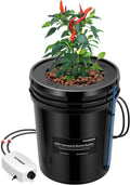 DWC Hydroponics Grow System with Top Drip Kit 1 Bucket | 5-Gallon Deep Water Culture, Recirculating Drip Garden