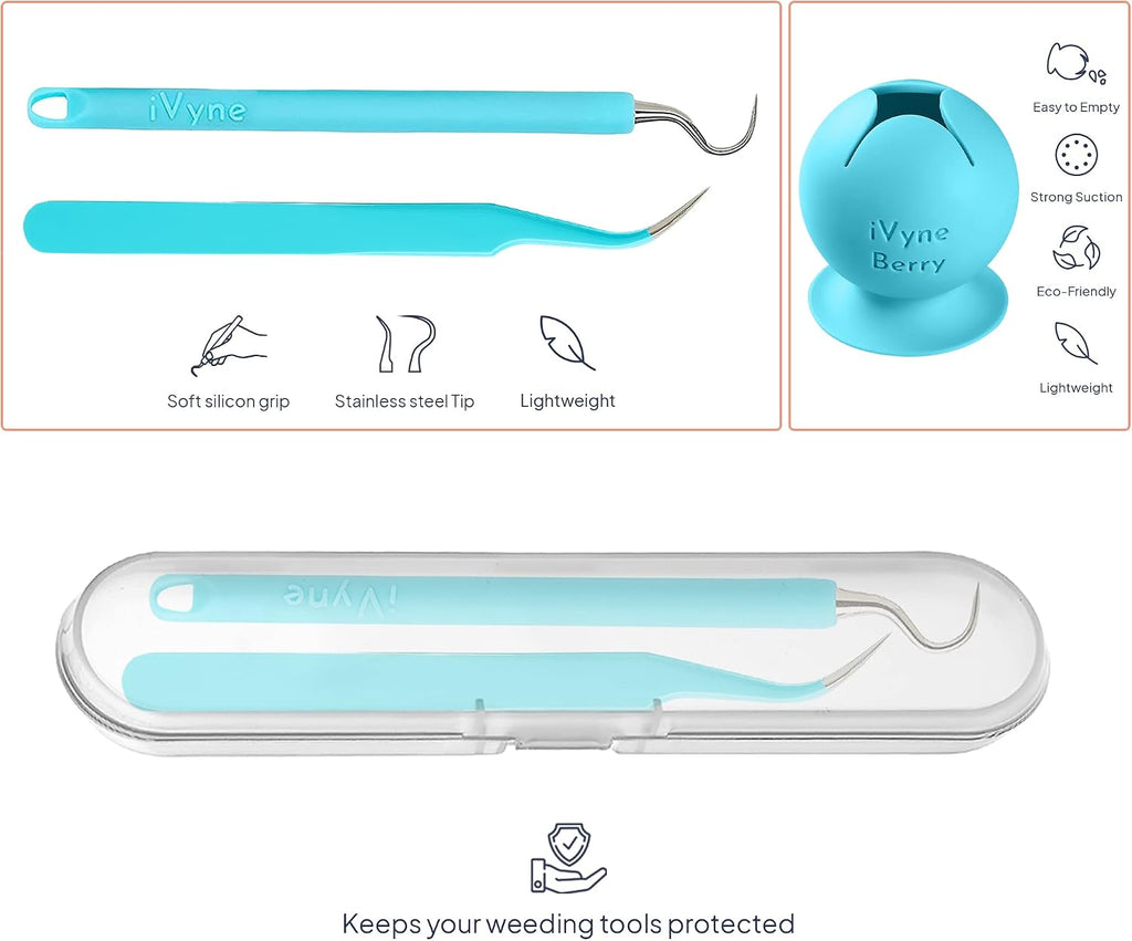 Berry & Silicone Vinyl Weeding Tool Kit: Suction Scrap Collector, Tweezer, Weeder, and Storage Ring for Cricut