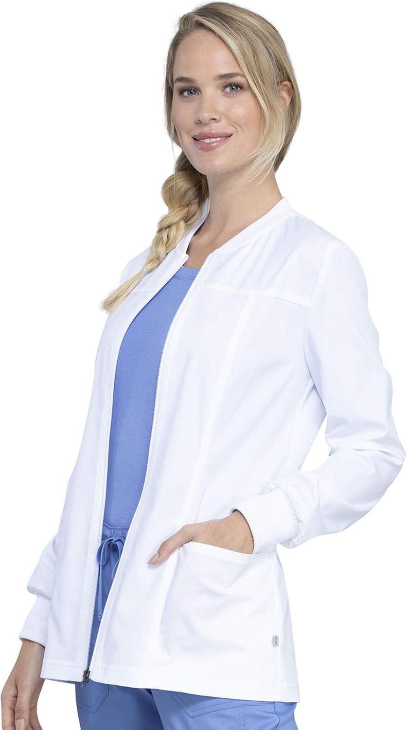 Rev Tech Warm Up Scrub Jacket for Women Zip Front 4 Pockets