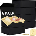 6 Pack Black Gift Boxes with Lids, 9.5 x 6 x 3 Inch Boxes with Ribbon for Groomsmen gifts, Magnetic Gift Boxes for