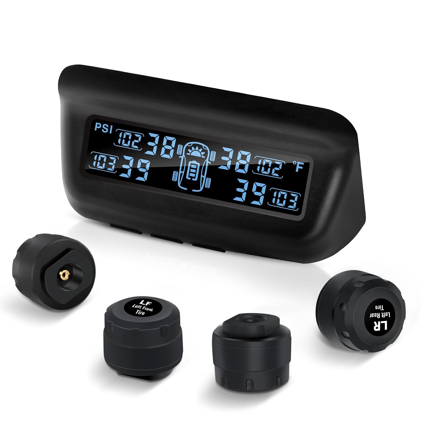 M13 Tire Pressure Monitoring System, RV/Trailer TPMS with 4 Sensors | Solar Charging, Auto Calibration, LCD Display