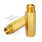 GASHER 2PCS 3/8" NPT (F x M) Brass Long Nipple 3" Length Pipe Fitting