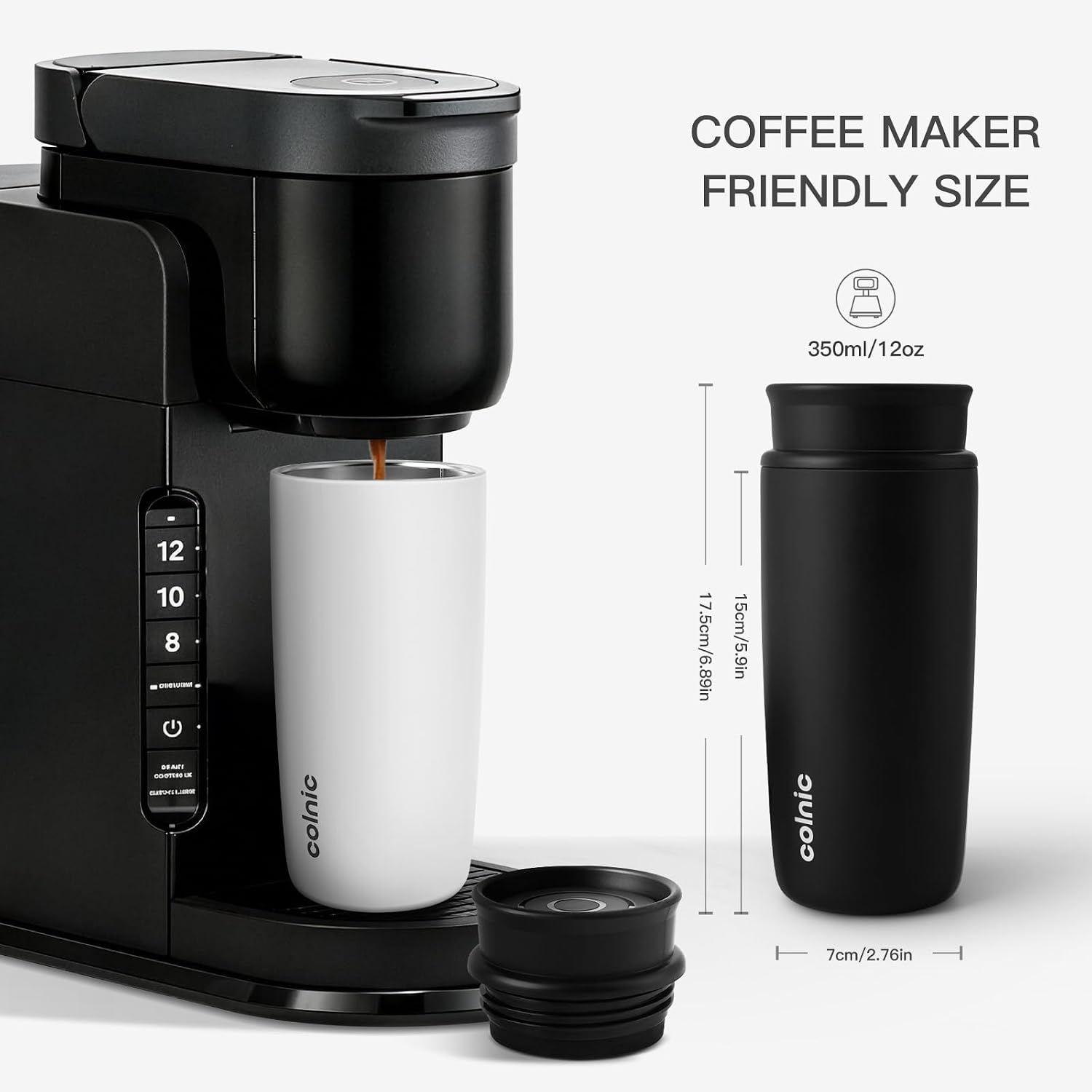 Travel Coffee Mug with 360°Lid, 12 oz Coffee Tumbler Insulated Travel Mugs for Hot and Cold, Vacuum Insulated