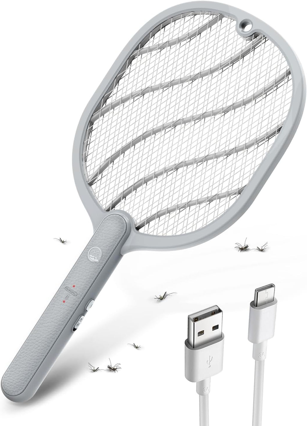 Electric Fly Swatter, 3800V Bug Zapper Racket, Rechargeable 1200mAh Mosquito Killer, 3-Layer Safety Mesh