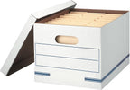 File Storage Boxes 10 Pack, Lift-Off Lid, 12x10x15 in, 350 lbs Stacking