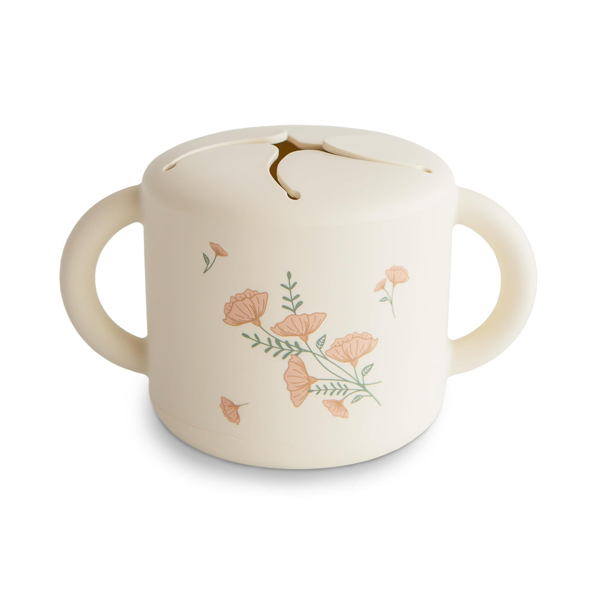 Silicone Snack Cup | Spill Proof Food Container (Pink Flowers)