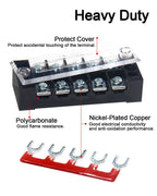 Terminal Block, 5 Circuits 600V 15A Dual Row Screw Terminal Strip, 5 Sets